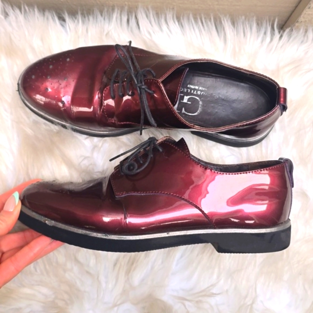 AGL Parker Oxford womens patent burgundy loafers Italy 38 8